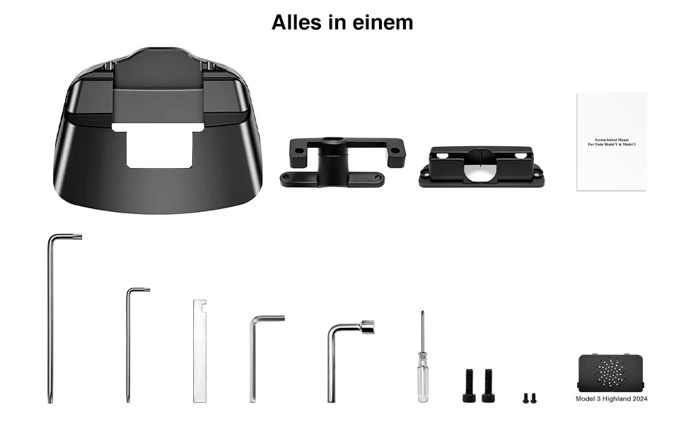 Bildschirm Schwenkhalterung für Tesla Model Y Juniper 2026 2025 & Model 3 Highland 2025 2024 Links/Rechts 30° Up/Down 15° Drehbar Vier Richtungen Aluminiumlegierung Screen Drehbare Halterung