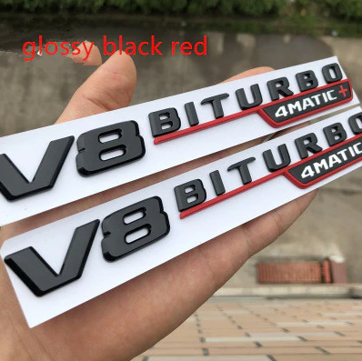 AUFKLEBER | V8 BITURBO 4MATIC | CHROM/SCHWARZ/SCHWARZ+ROT