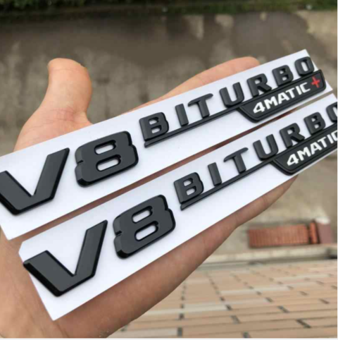 AUFKLEBER | V8 BITURBO 4MATIC | CHROM/SCHWARZ/SCHWARZ+ROT
