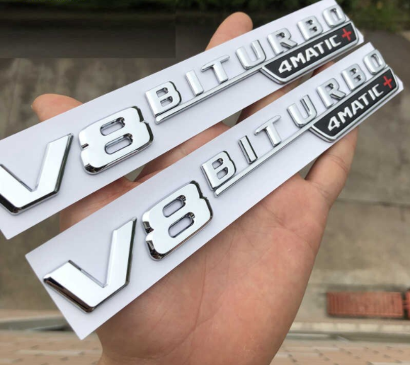 AUFKLEBER | V8 BITURBO 4MATIC | CHROM/SCHWARZ/SCHWARZ+ROT